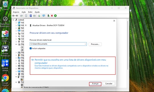 Ainda na aba de atualização, selecione a opção “Permitir que eu escolha em uma lista de drivers disponíveis em meu computador”..jpg