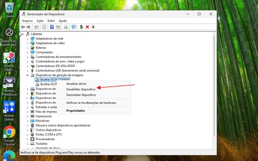 Com o botão direito do mouse, clique em cima do modelo do equipamento e clique em “Desabilitar dispositivo”..jpg