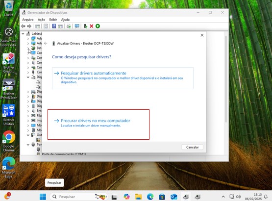 Na aba de atualização, selecione a opção “Procurar driver no meu computador”..jpg